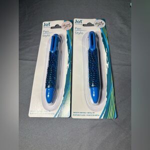 2 New Jot Blue Pens with Metal Tip NWT